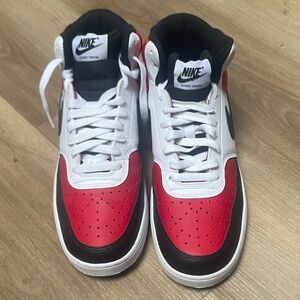 Nike Men's Court Vision Red and Black Sneakers mid